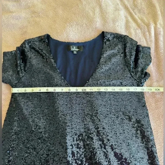 Lulu’s Sequin Shift Dress Navy Blue Size Small. Beautiful and comfortable. - Picture 10 of 11